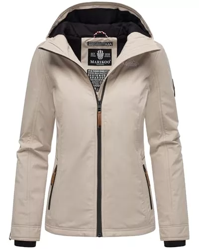 MARIKOO Jacken MARIKOO leicht gefütterte Damen Übergangsjacke kurz Outdoor-Jacke mit Jersey-Innenfutter und großer Kapuze Brombeere XS-6XL