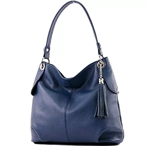 modamoda de Taschen & Rucksäcke modamoda de - T185 - ital. Damen Schultertasche aus Leder