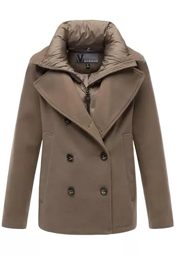 MARIKOO Mäntel MARIKOO Damen Winterjacke (S-3XL) - Kabanjacke mit 4 Taschen, hochstehender und gefütterter Kragen (abnehmbar), Warme Jacke Frauen - N044