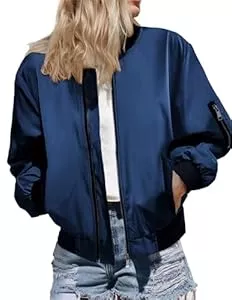 Zeagoo Jacken Zeagoo Bomberjacke Damen Herbst Jacket Kurz Blouson Jacke leichte Fliegerjacke Langarm Casual Pilotenjacke Outwear Jacke