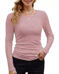 DUOEASE Pullover & Strickmode DUOEASE Langarmshirt Damen Rundhal Pullover Elegant Langarm Oberteile Rippshirt Tshirts Basic Tops