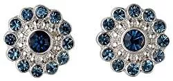 PILGRIM Schmuck Pilgrim Jewelry Damen-Ohrstecker Messing Kristall Ear post versilbert 1.0 cm blau 281346213