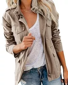 Imily Bela Jacken Imily Bela Übergangsjacke Damen Leichte sommerjacke Herbst Stehkragen Jacket Boyfriend Parka Sommerjacke Elegant leichte Jacke Kurzmantel