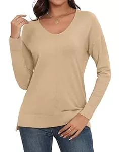 Anelune Pullover & Strickmode Anelune Pullover Damen Herbst V-Ausschnitt Elegant Langarmshirt Damen (S-2XL)