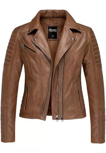 REPUBLIX Jacken REPUBLIX Damen Echtleder Jacke Biker Zipper Lederjacke RJ-8007