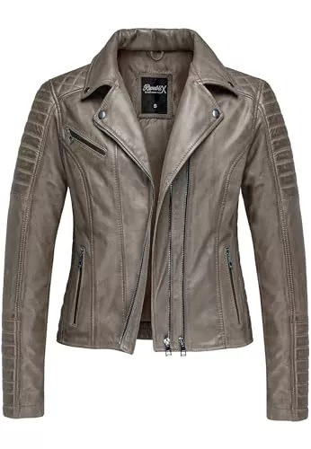 REPUBLIX Jacken REPUBLIX Damen Echtleder Jacke Biker Zipper Lederjacke RJ-8007