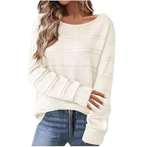 Narnhuci Pullover & Strickmode Narnhuci Strickpullover Damen Ausgehöhlte Bestickt Pullover Einfarbig Langamrshirt Rundhals Oberteile Elegant Langarm Strickoberteile Oversized Freizeit Strick Tops Outwear Sweater Pulli für Frauen