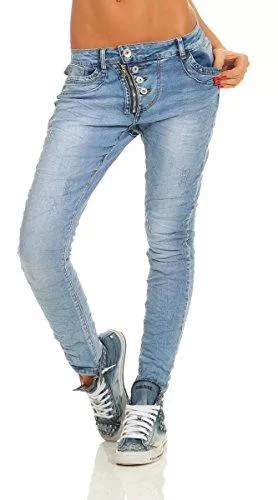 Fashion4Young Jeans Fashion4Young 11105 Damen Jeans Hose Boyfriend Baggy Haremsjeans Slim-fit Röhre Damenjeans Pants