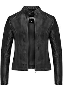 REPUBLIX Jacken REPUBLIX Damen Echtleder Jacke Biker Zipper Lederjacke RJ-8001