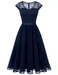 Wedtrend Cocktail Wedtrend Cocktailkleid Damen Knielang Abendkleid Elegant für Hochzeit Elegant A Linie Rüschenkleid