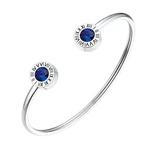 FindChic Schmuck FindChic Armreif Damen Edlestahl Geburtsstein Armkette Römische Ziffer Armband Valentinstag Offen Armschmuck Muttertag Geburtstags Weihnachten Geschenk für Sie Frauen Freundin mama