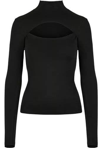 Urban Classics Pullover & Strickmode Urban Classics Damen Ladies Cut-Out Turtleneck Longsleeve T-Shirt