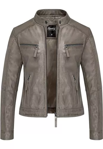 REPUBLIX Jacken REPUBLIX Damen Echtleder Jacke Biker Zipper Lederjacke RJ-8006