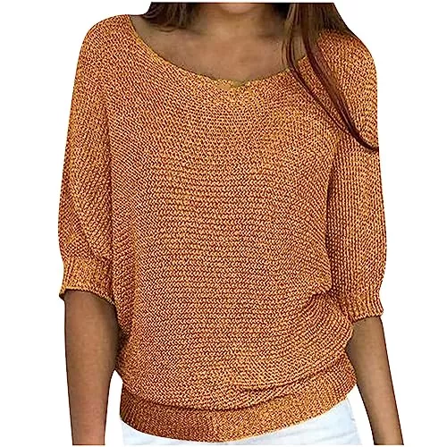 tsaChick Pullover & Strickmode tsaChick Top Damen Tshirt Damen Sommer Rundkragen Boho Bluse Damen Damen Top Schwarz 3/4 Ärmel T Shirt Mit Gummizug Am Bund Damen Schlaf Tshirt Damen Longshirt Damen Kurzarm Casual 2024 Neu B4342