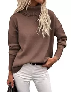 Zeagoo Pullover & Strickmode Zeagoo Pullover Damen Rollkragen Strickpullover Elegant Langarm Pulli Basic Casual Rollkragenshirt Einfarbig Turtleneck Gestrickt Obertiele Herbst Winter S-XXL