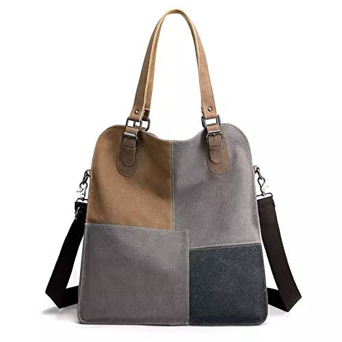 PORRASSO Taschen & Rucksäcke PORRASSO Retro Umhängetasche Canvas Schultertasche Damen Handtasche Groß Hobo Tasche Crossbody Bag für Arbeits Reisen Täglicher Gebrauch