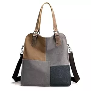 PORRASSO Taschen & Rucksäcke PORRASSO Retro Umhängetasche Canvas Schultertasche Damen Handtasche Groß Hobo Tasche Crossbody Bag für Arbeits Reisen Täglicher Gebrauch