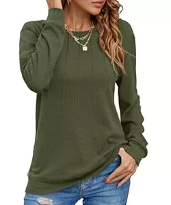 Cuptacc Pullover & Strickmode Cuptacc Langarmshirt Damen Rundhals Casual Locker Falten Tshirt Langarm Damen Oberteile Elegant