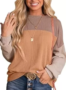 Cuptacc Pullover & Strickmode Cuptacc Pullover Damen Farbblock Oversize Oberteile Rundhalsausschnitt Sweatshirt Damen Locker Langarmshirt Casual Pulli