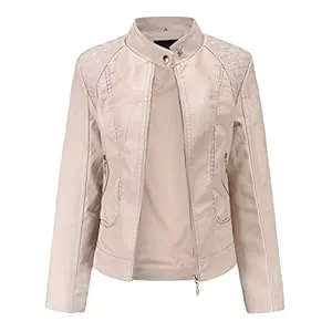 E-girl Jacken E-girl Damen Kunstleder Motorrad Jacke Lederjacke Schlank Reißverschluss Stehkragen Kurz Mantel,PB536