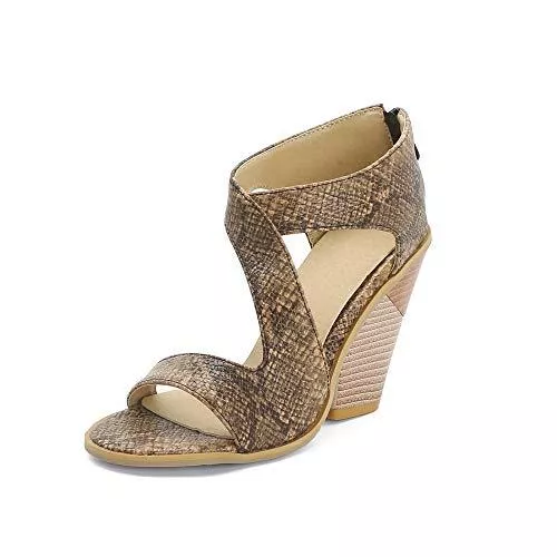 JIEEME High Heels Women fashion pointed toe Block heel zip high heel with 10 cm easy walking casual sandals for women big size