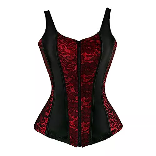 Jutrisujo Tops Jutrisujo Korsett Vollbrust Corsagen Und Bustier Mit Strapse Reissverschluss Spitze Gothic Burlesque Top Satin Halloween