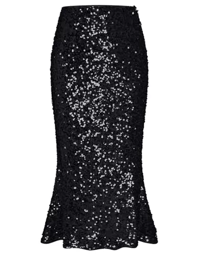 GRACE KARIN Röcke GRACE KARIN Damen Pailletten Party Rock Elastische Taille Meerjungfrau Bodycon Rock