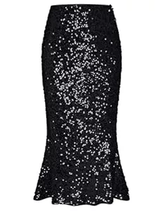 GRACE KARIN Röcke GRACE KARIN Damen Pailletten Party Rock Elastische Taille Meerjungfrau Bodycon Rock