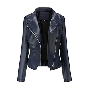 Generisch Jacken Generisch Damen PU Leder Jacke Frühling Herbst Bekleidung Kurz Moto Biker Mantel Jacke Damen Herbst Freizeitmode