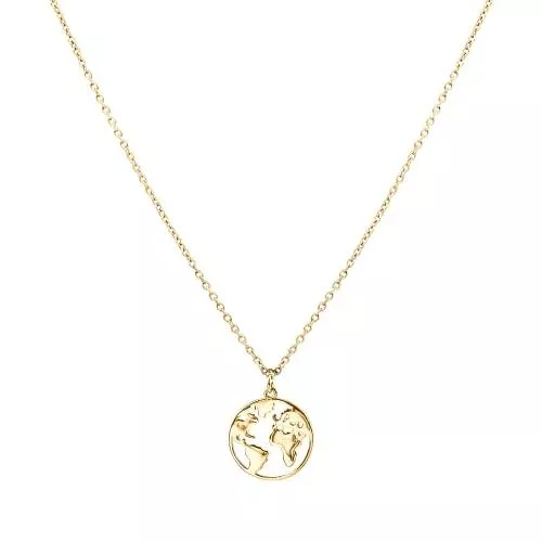 Purelei Schmuck PURELEI Weltkarte Halskette Damen aus Edelstahl Gold &amp; Rosegold mit Anhänger