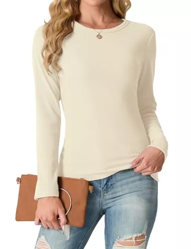IWOLLENCE Langarmshirts IWOLLENCE Langarmshirt Damen Oberteile Eng Tshirt Longsleeve Gerippt Rundhalsausschnitt Basic Elegant Y2K Top