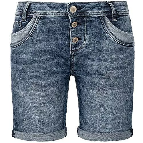 Sublevel Shorts Sublevel Damen Denim Bermuda Chino Stretch Shorts mit Aufschlag Bequeme Kurze Hose im Used Look