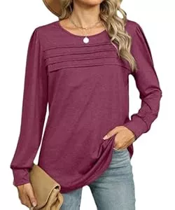 GUCURIN Langarmshirts GUCURIN Shirt Damen Bluse Langarm Rundhals Oberteil Einfarbig Hemd Lässig Tuniken Weich Atmungsaktiv Tops Ferien Alltag Büro