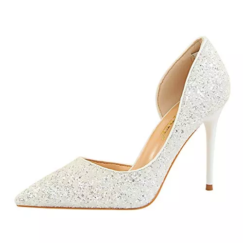Life&amp;Women High Heels Damen Spitze geschlossene Zehen Stilettos High Heel 9.5 cm Slip On Kleid Pumps Pumps Pumps Pumps High Heels Pumps für Party Wedding Night Club