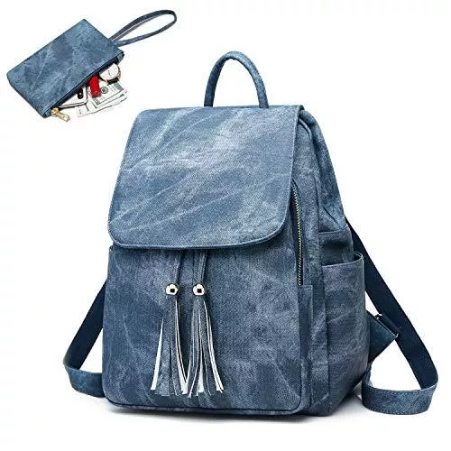 UBaymax Taschen & Rucksäcke UBaymax Kleiner Rucksack Damen, PU-Leder Stylischer Mädchen City Rucksack Tagesrucksack, Wasserdichter Elegant Vintage Schultertasche Daypack für Schule Reisen Freizeit Arbeit, Blau