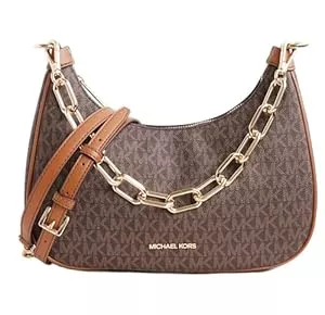 Michael Kors Taschen & Rucksäcke Michael Kors Cora Large Zip Pouchette Chain Shoulder Crossbody Bag Brown, Braun, Medium, 35R3GM9M1L