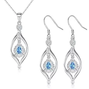 Bewenda Schmuck Bewenda Silber Schmucksets für Damen Mädchen, 925 Sterling Silber Drehen Anhänger Halskette &amp; Ohrringe Set, 2 Stück Schmucksets mit Weiß/Rosa/Blau/Lila Zirkonia, Schmuckset zum Geburtstag Valentinstag
