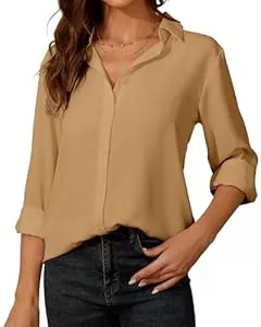 SPRING SEAON Hemdblusen Damen Button-Down Shirts Langarm Kragen Tops Lady Work Office Chiffon Bluse