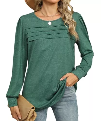 GUCURIN Langarmshirts GUCURIN Shirt Damen Bluse Langarm Rundhals Oberteil Einfarbig Hemd Lässig Tuniken Weich Atmungsaktiv Tops Ferien Alltag Büro
