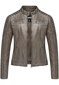 REPUBLIX Jacken REPUBLIX Damen Echtleder Jacke Biker Zipper Lederjacke RJ-8011