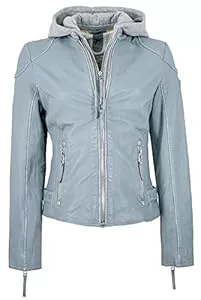 Gipsy Jacken Gipsy - Damen Echtleder Lederjacke Lammnappa Kapuze Dusty Blue