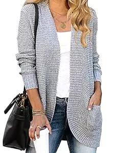 HANERDUN Strickjacken HANERDUN Damen Strickjacke Langarm Gestrickte Cardigan High Stretchy Strickcardigan Open Front Sweater Herbst Winter mit Taschen