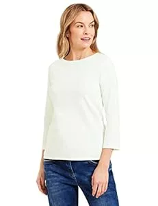 Cecil Langarmshirts Cecil Damen Boatneck Basic Baumwollshirt U-Boot Ausschnitt