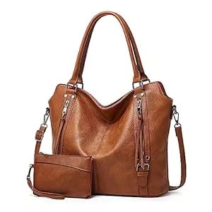 TAN.TOMI Taschen & Rucksäcke TANTOMI Handtasche Damen, Elegante Vintage Umhängetasche Groß, Weiche Schultertasche Set Damen Crossbody Shopper Tasche mit Abnehmbarem Schulterriemen, Braun