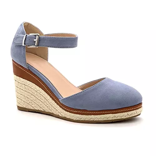 Angkorly Sandalen & Slides Angkorly - Damen Schuhe Sandalen Espadrille - T-Spange - Offen - Knöchelriemen - Riemen - mit Stroh - Geflochten Keilabsatz 8 cm