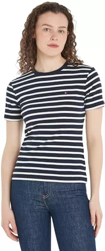 Tommy Hilfiger T-Shirts Tommy Hilfiger Damen T-Shirt Kurzarm Slim Cody Rundhalsausschnitt