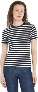 Tommy Hilfiger T-Shirts Tommy Hilfiger Damen T-Shirt Kurzarm Slim Cody Rundhalsausschnitt