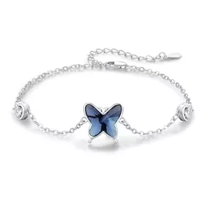 Midir&Etain Schmuck Midir&Etain Schmetterling Geschenke 925 Sterling Silber Blauer Kristall Schmetterlinge Armband Schmuck Geburtstags Geschenke für Damen