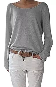 ZIOOER Langarmshirts ZIOOER Damen Pulli Langarm T-Shirt Rundhals Ausschnitt Lose Bluse Langarmshirts Hemd Pullover Sweatshirt Oberteil Tops Shirts