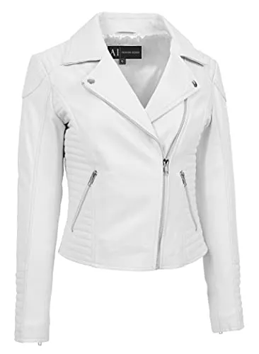 A1 FASHION GOODS Jacken A1 FASHION GOODS Damen Weich Echtes Leder Biker Jacken Ausgestattet Gesteppt Farben Bella